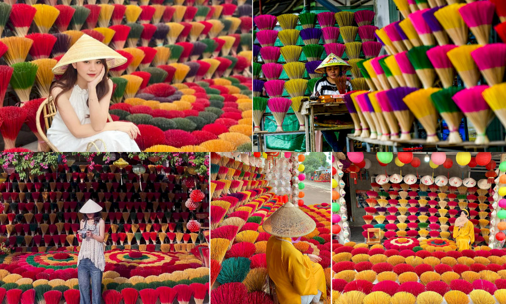 Chụp ảnh tại làng hương Thuỷ Xuân